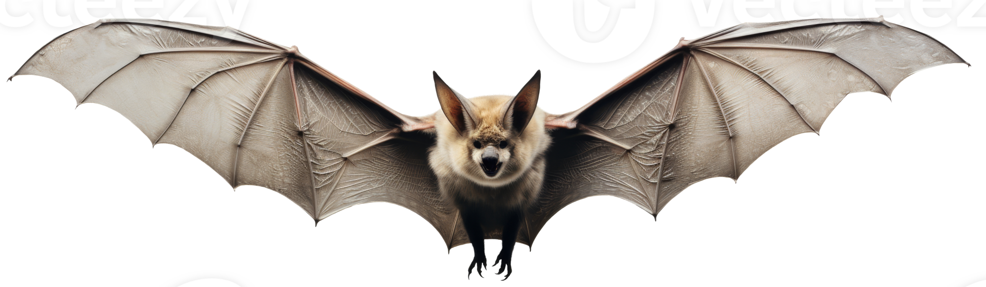 A bat in flight. Wide-spread wings. Isolated on transparent background png