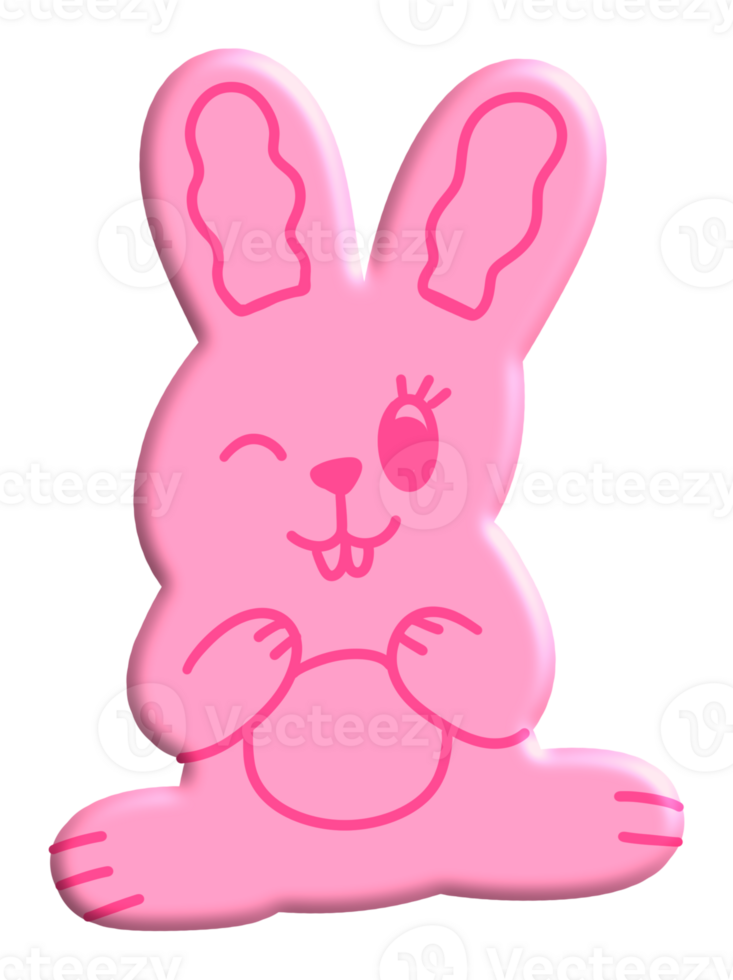 Cute rabbit Y2k 3d Kpop png