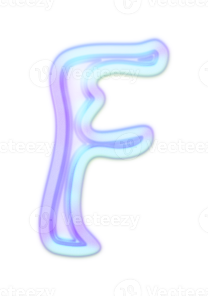 Holographic Y2k 3D Chrome Letter F png