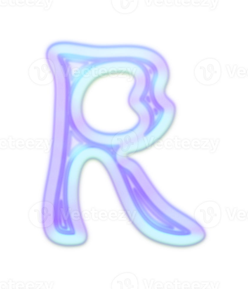 Holographic Y2k 3D Chrome Letter R png