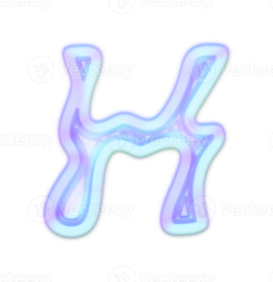 Holographic Y2k 3D Chrome Letter H png