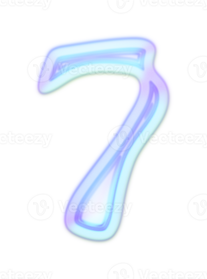 Holographic Y2k 3D Chrome number 7 png