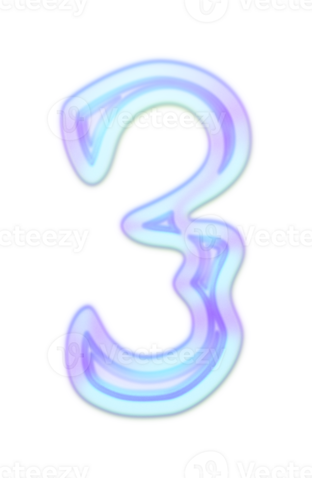 Holographic Y2k 3D Chrome number 3 png