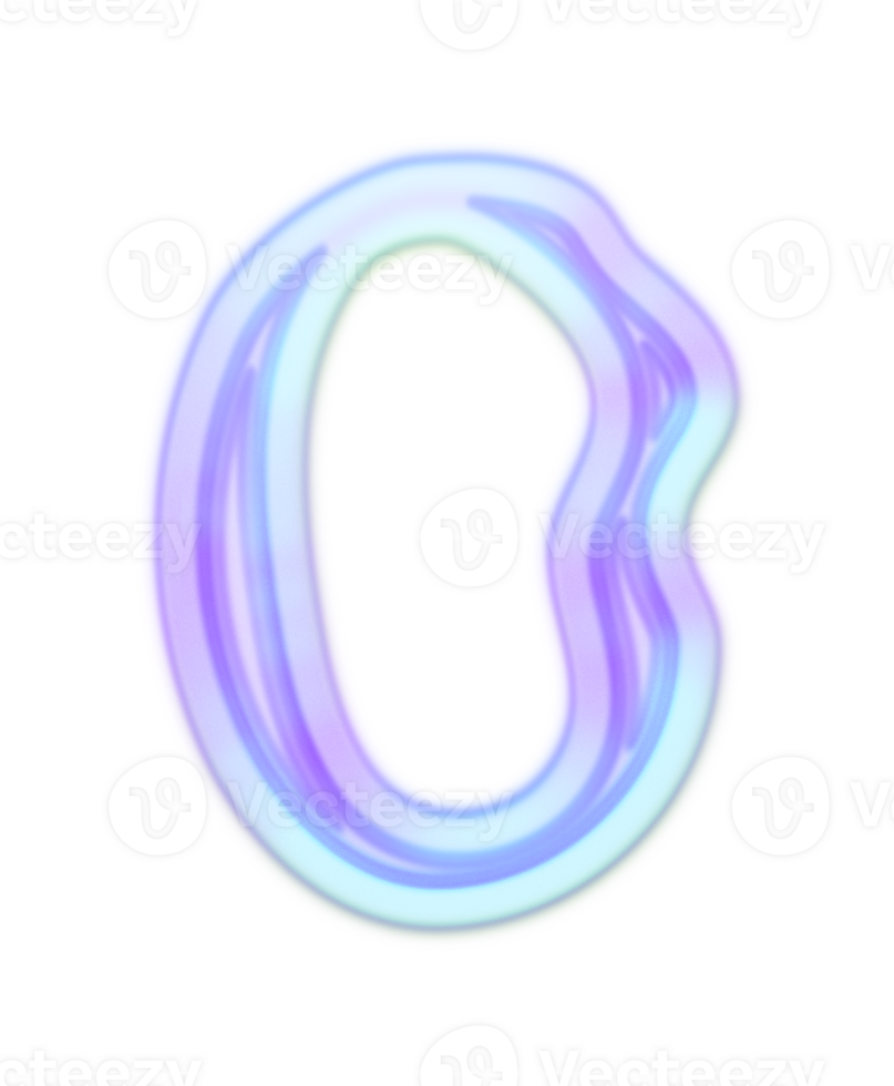 Holographic Y2k 3D Chrome number 0 png