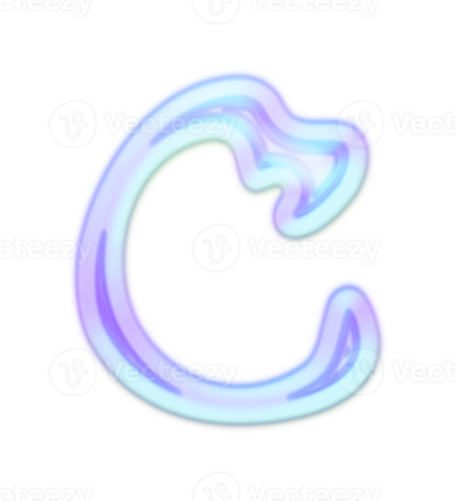 Holographic Y2k 3D Chrome Letter C png