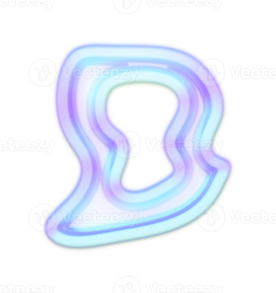 Holographic Y2k 3D Chrome Letter D png