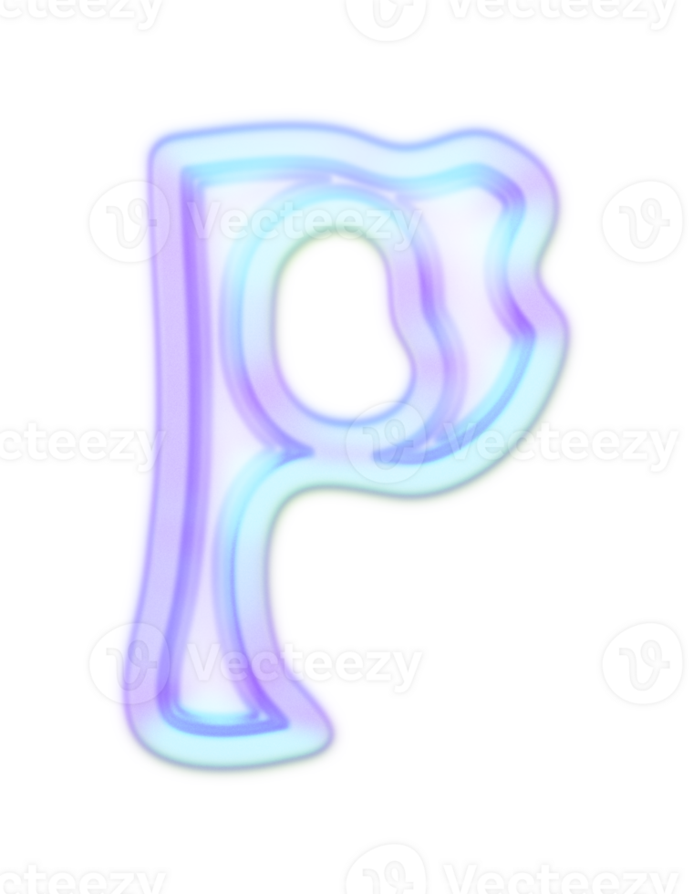 Holographic Y2k 3D Chrome Letter P png