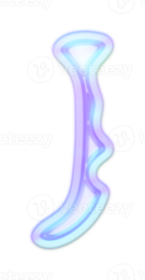 Holographic Y2k 3D Chrome Letter J png