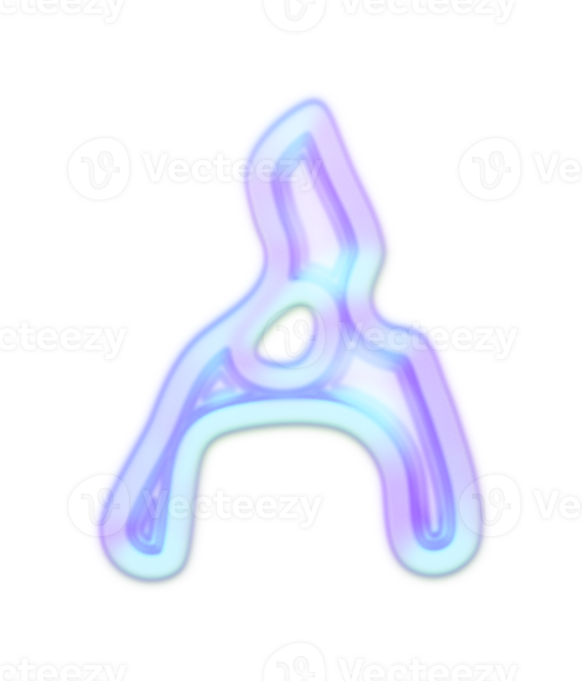 Holographic Y2k 3D Chrome Letter A png
