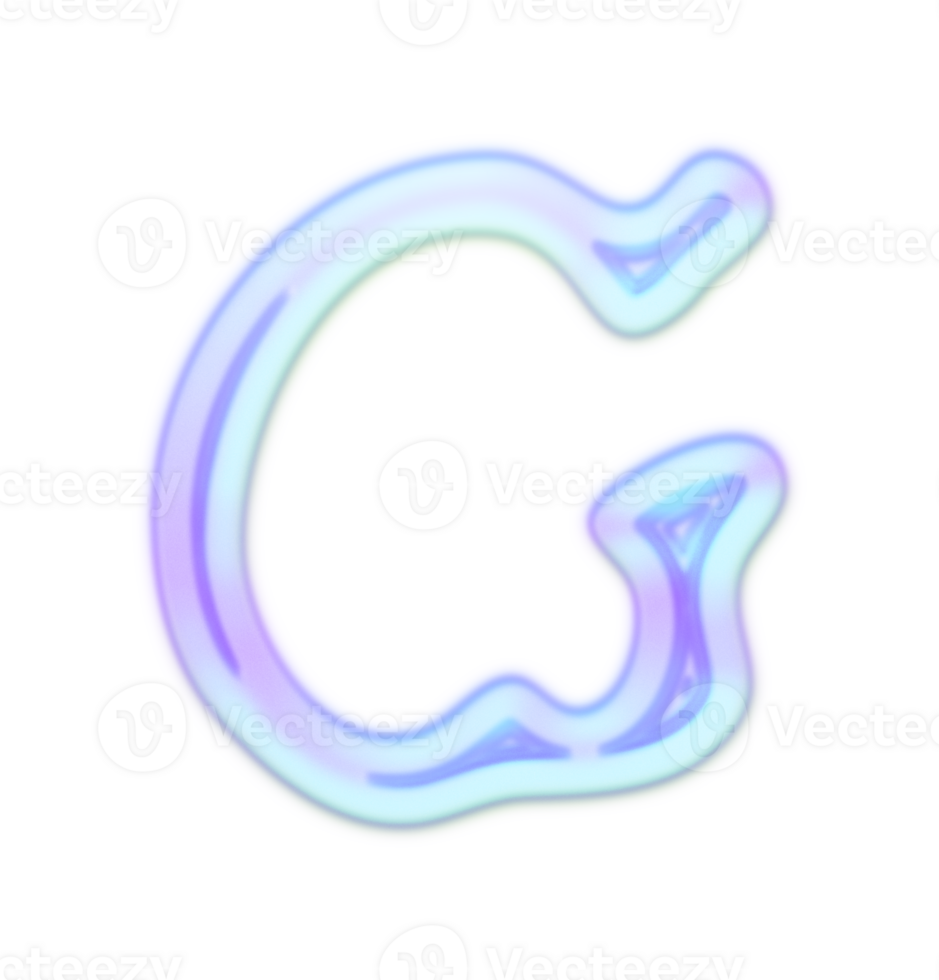 Holographic Y2k 3D Chrome Letter G png