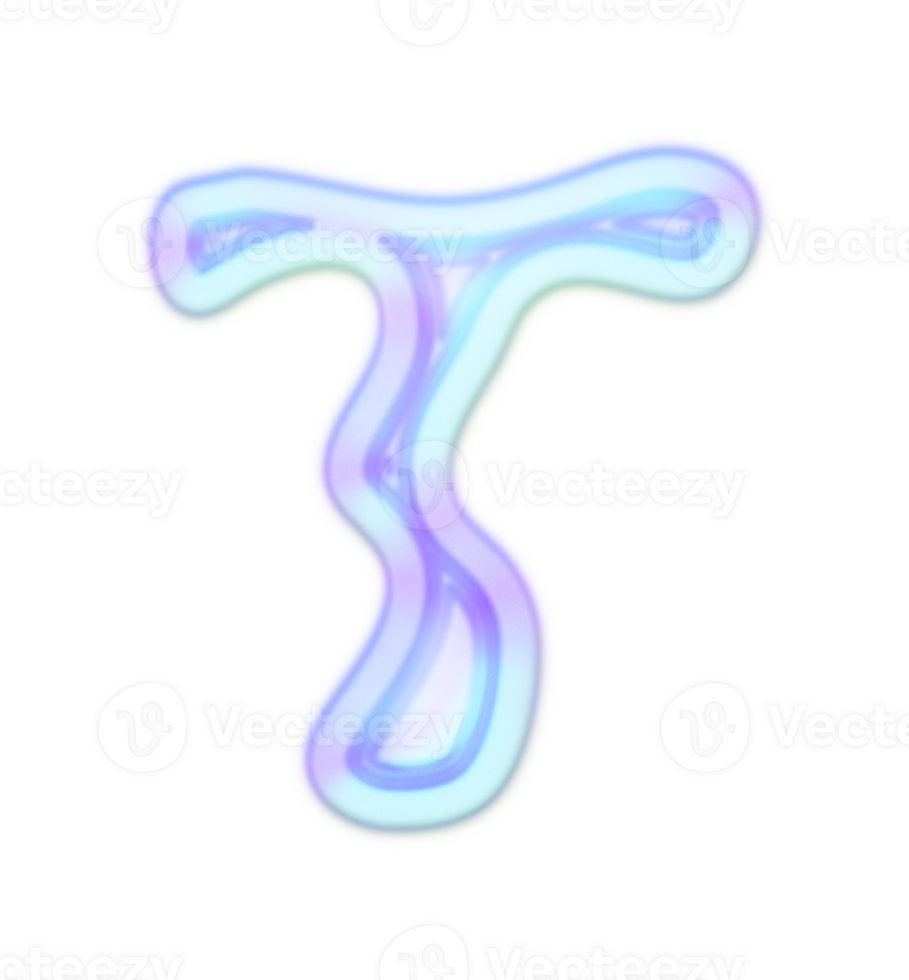 Holographic Y2k 3D Chrome Letter T png