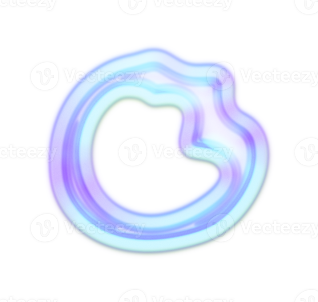 Holographic Y2k 3D Chrome Letter O png