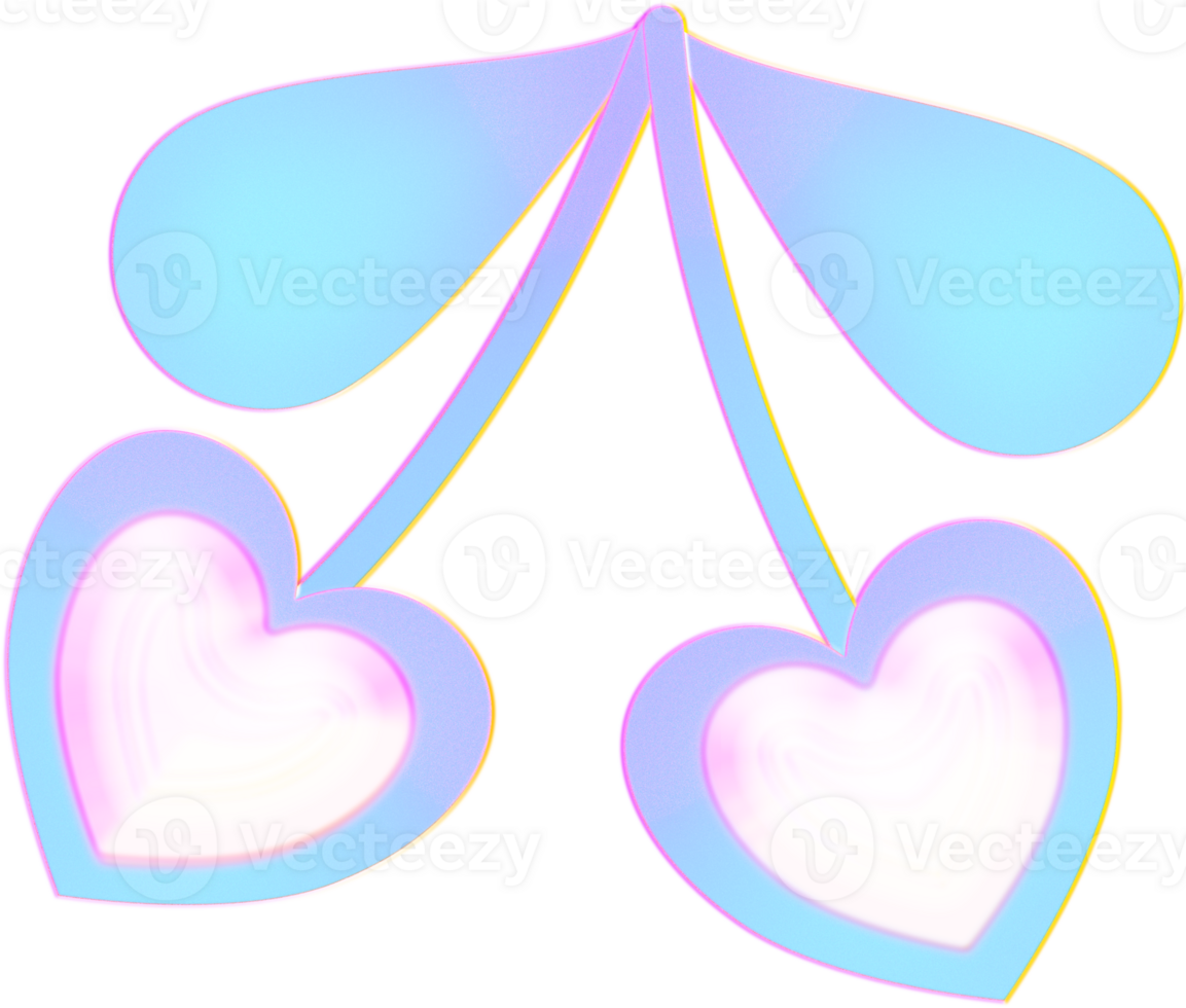 Heart shape cherry Y2k Dreamy Retro Airbrush Kpop Chrome png