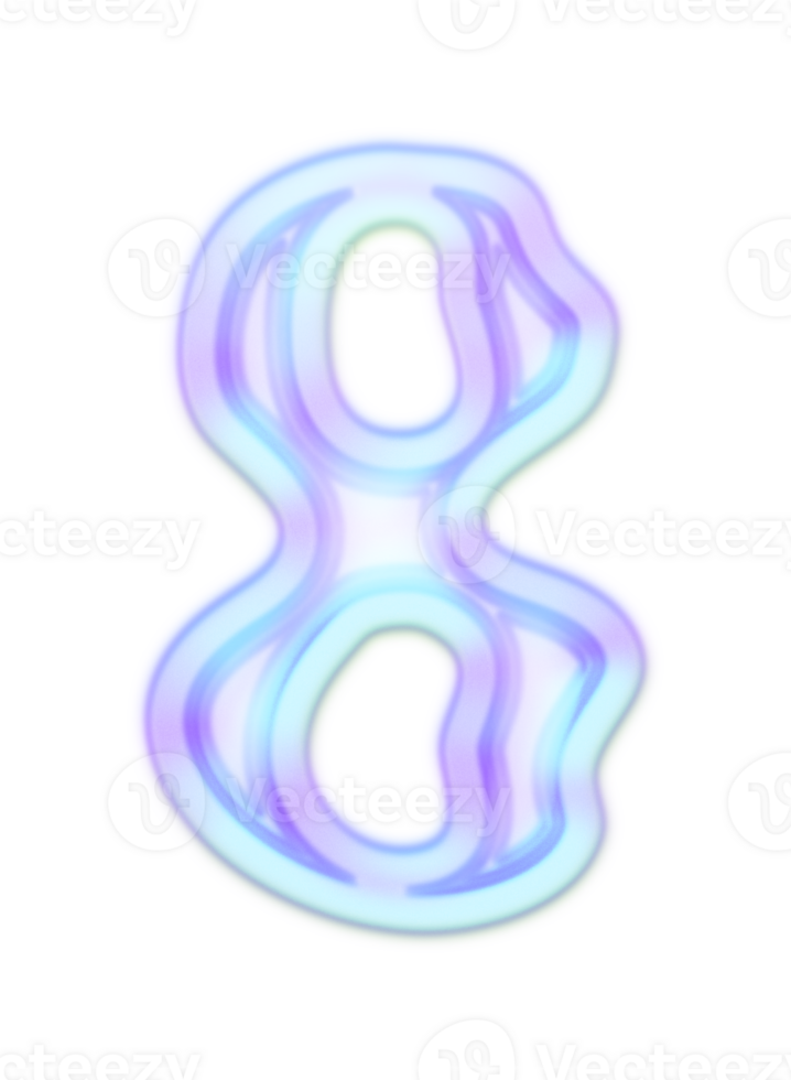 Holographic Y2k 3D Chrome number 8 png
