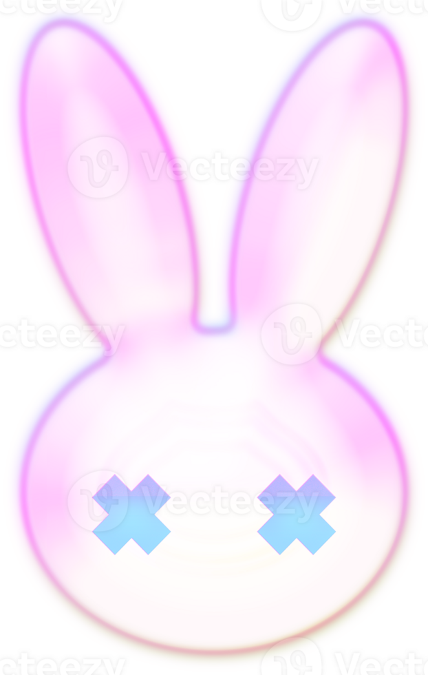 Pink rabbit Y2k Dreamy Retro Airbrush Kpop Chrome png