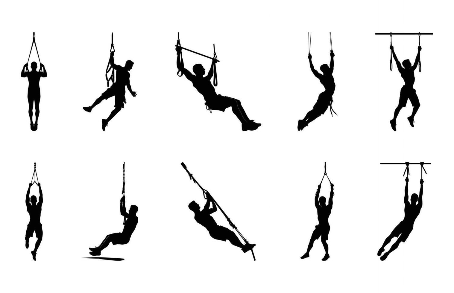 TRX Workout Silhouette Clipart Bundle vector