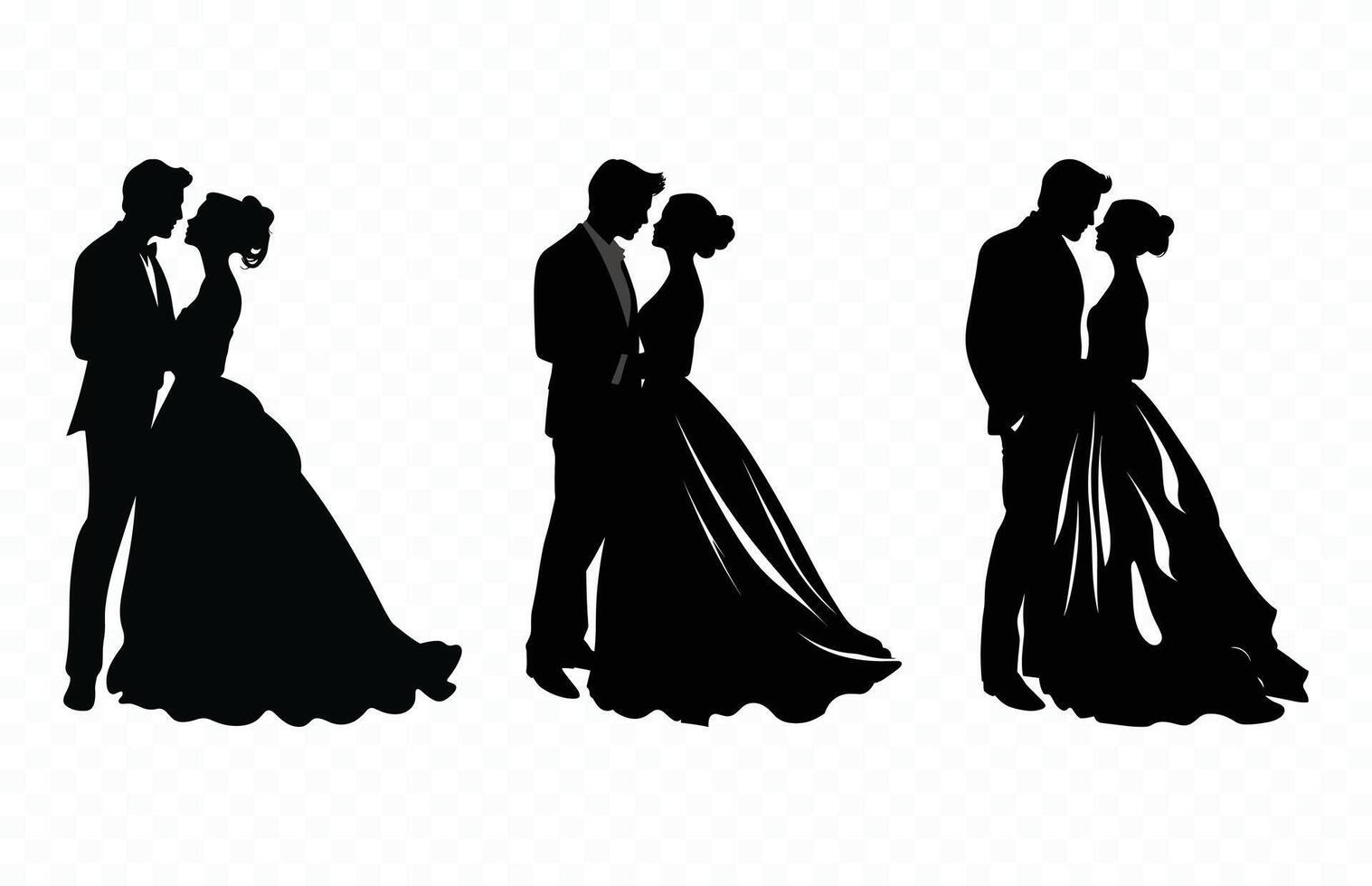Wedding Couple Silhouette Clipart vector