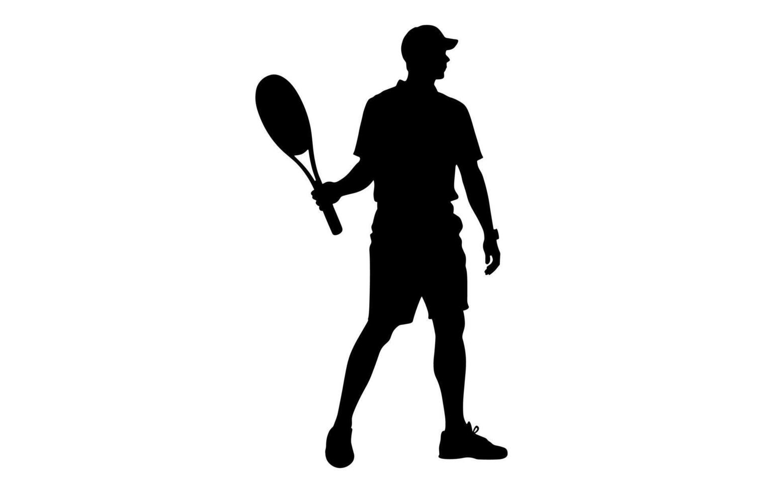 Male Tennis Player Black Silhouette vector