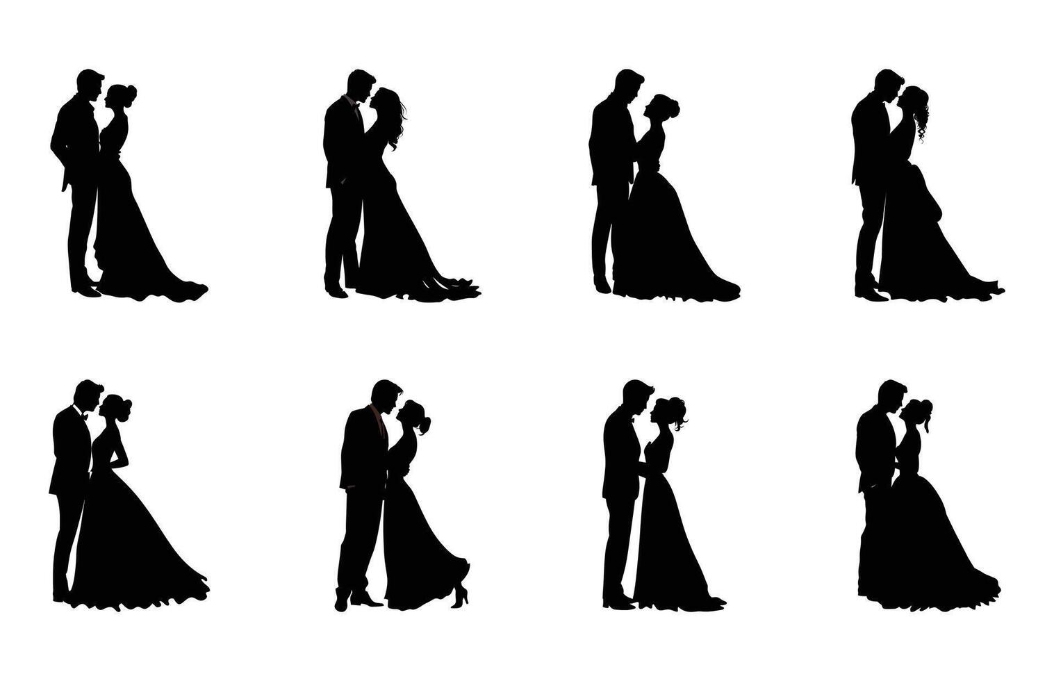 Wedding Couple Silhouette Bundle vector