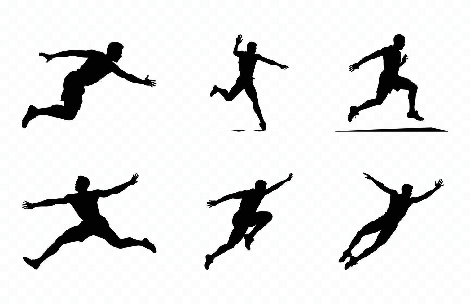 Long Jump Silhouette Clipart Bundle vector