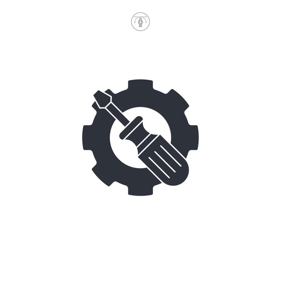 Gear with screwdriver, Service tool icon symbol illustration isolated on white background vector