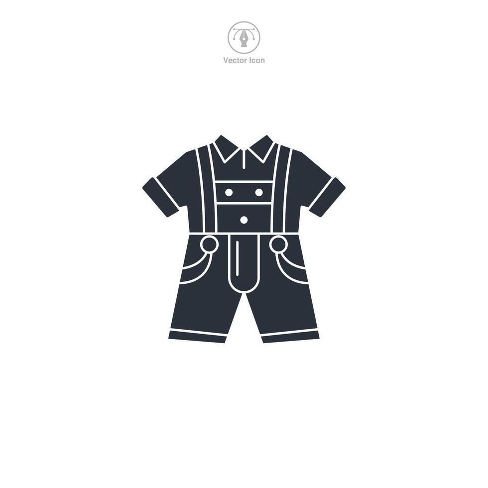 Lederhosen, oktoberfest and clothing, festival costume icon symbol illustration isolated on white background vector