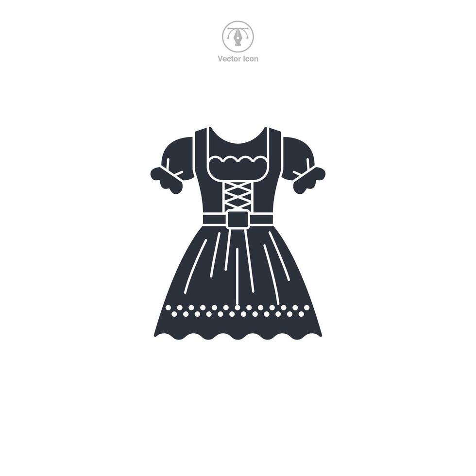 Dirndl Dress, Bavarian Woman icon symbol illustration isolated on white background vector