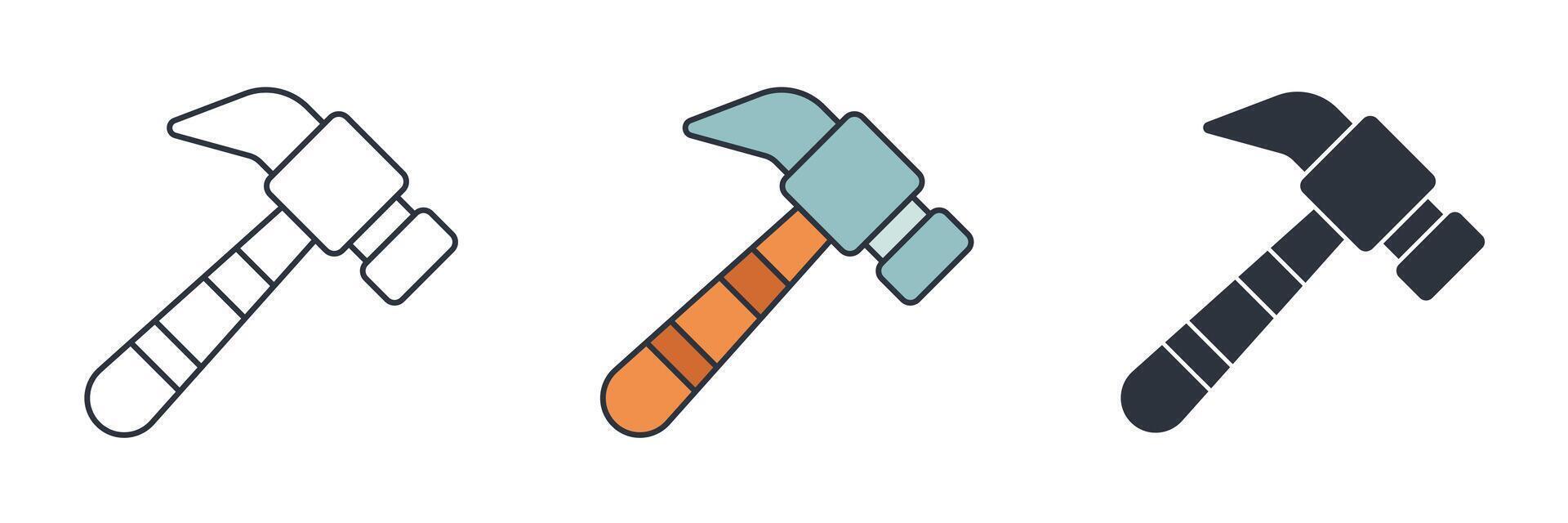 Hammer icon symbol illustration isolated on white background vector