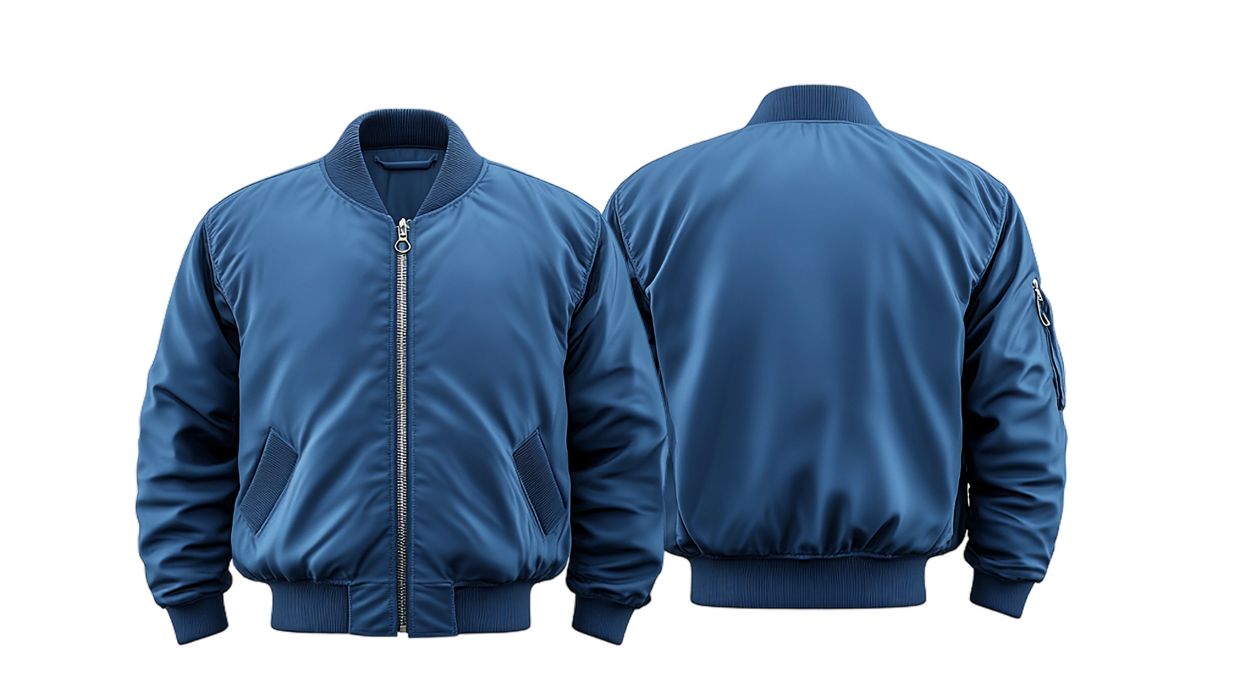 blue bomber jacket mockup in transparent background png