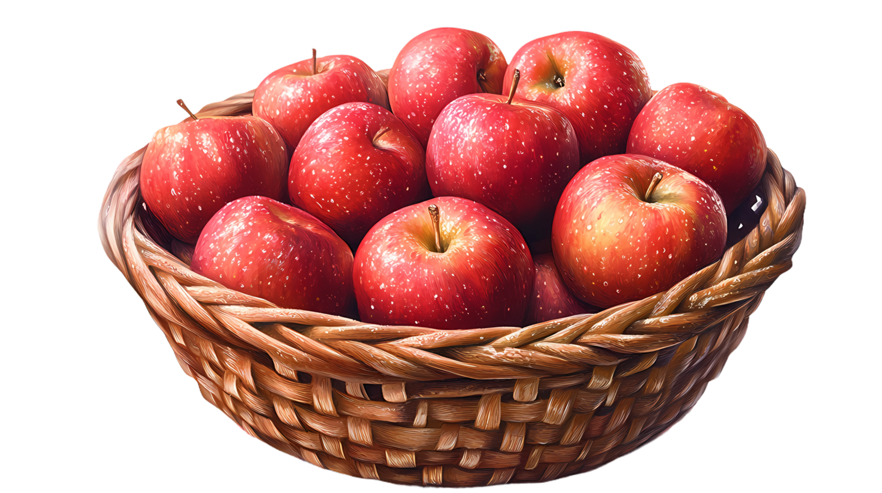a basket full of apples isolated at transparent background png