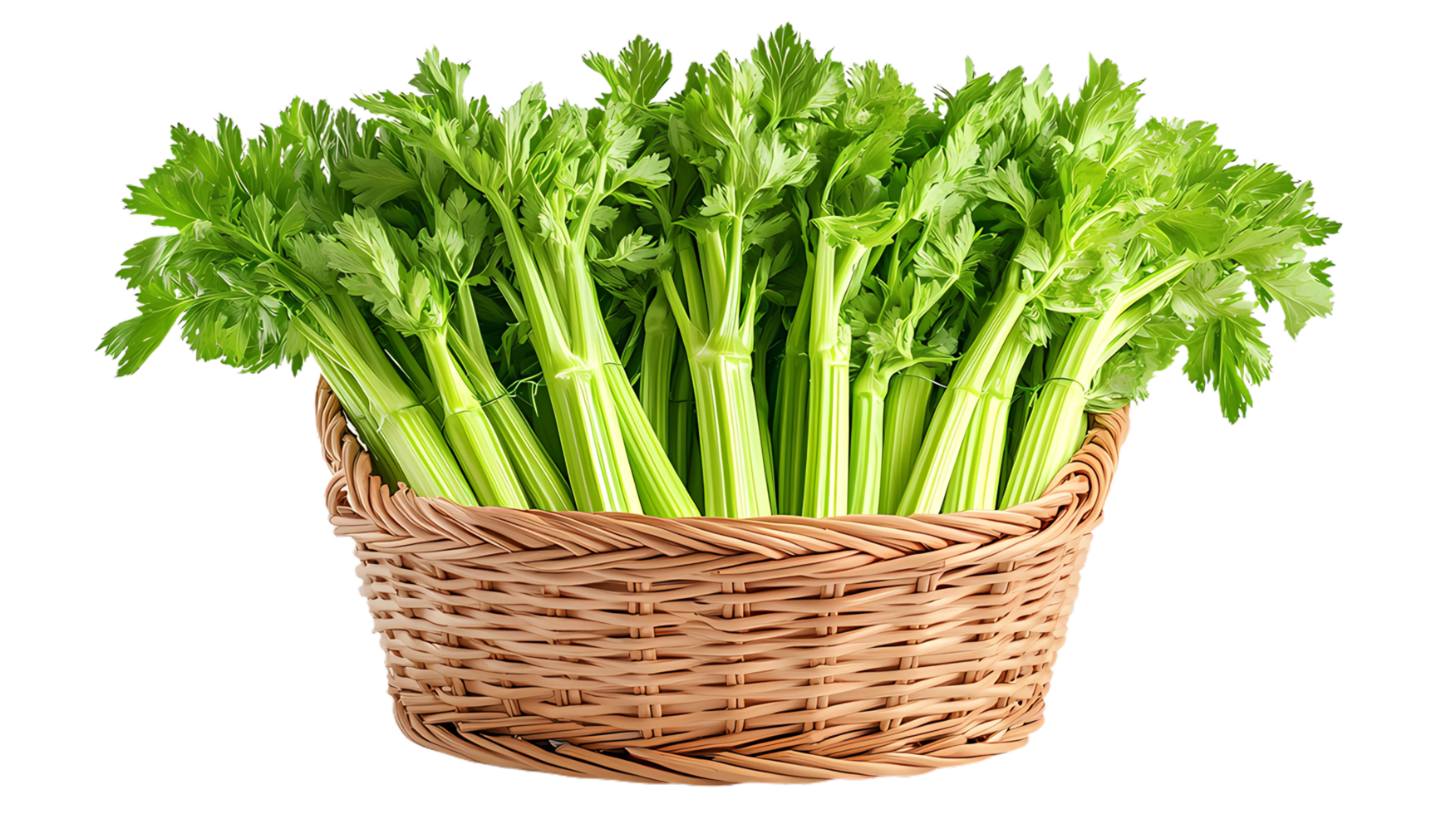 delicious bunch of celery in basket on transparent background png