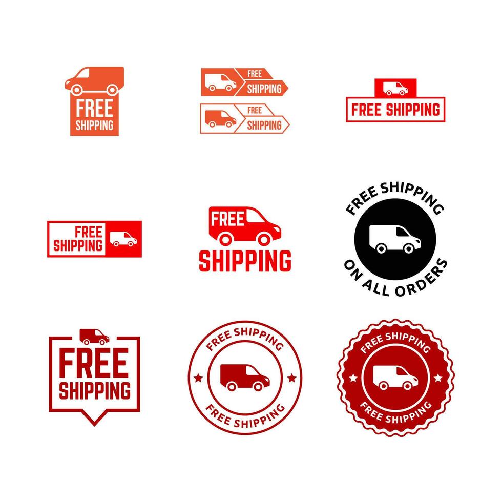 Free shipping service logo or icon badge set illustration. vector