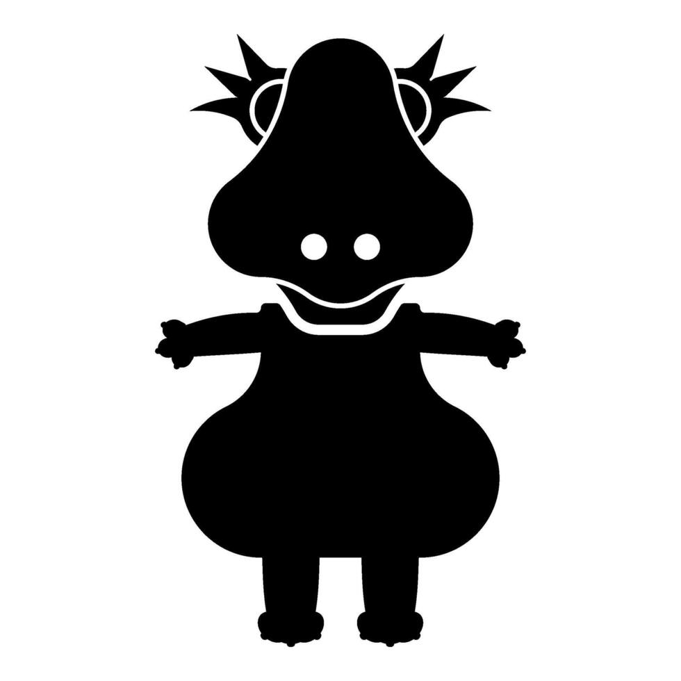 Dinosaur cute dino baby pretty icon black color illustration image flat style vector