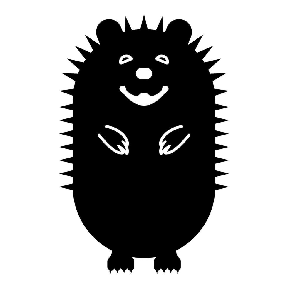 Cute hedgehog icon black color illustration image flat style vector