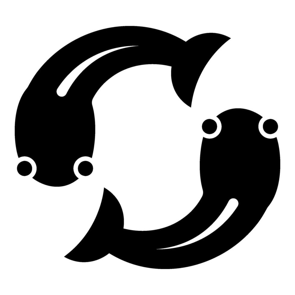Fish goby two moves in circle icon black color illustration image flat style vector