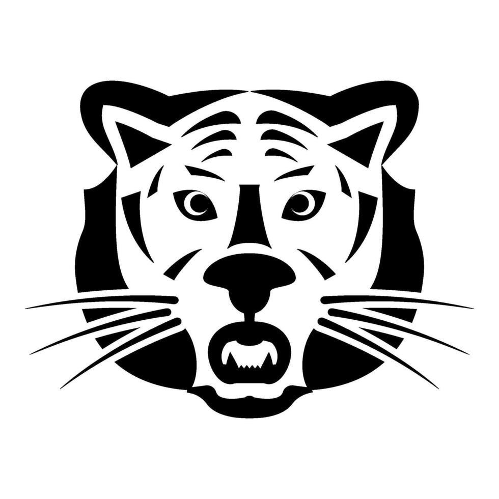 Tiger head icon black color illustration image flat style vector