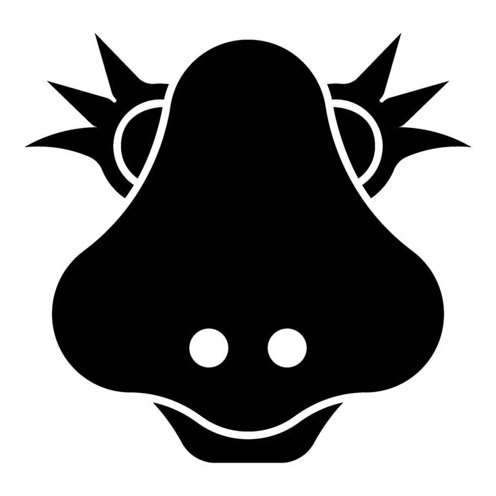 Head of cute female dinosaur baby character icon black color illustration image flat style vector