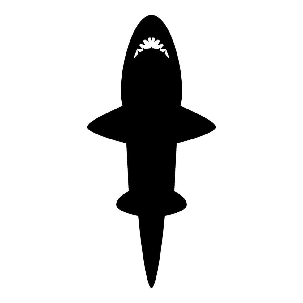 Shark icon black color illustration image flat style vector