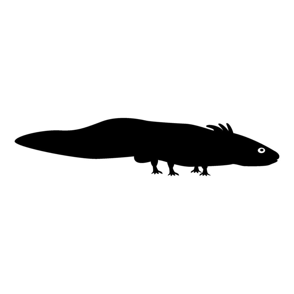 Axolotl ambystoma mexicanum view side icon black color illustration image flat style vector