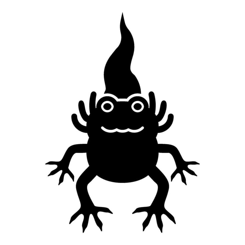 Axolotl ambystoma mexicanum front view icon black color illustration image flat style vector