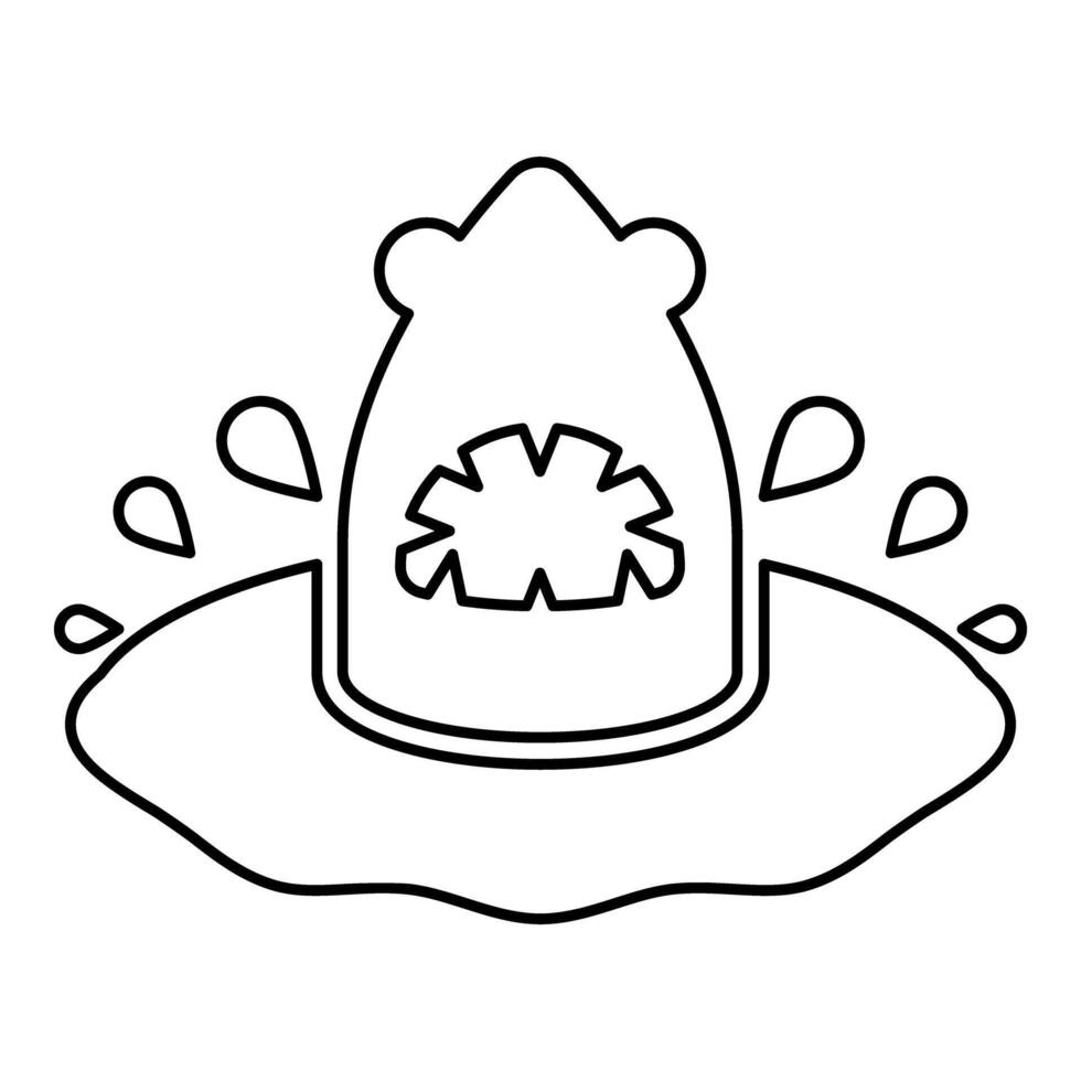 Shark's head in the water with splash contour outline line icon black color illustration image thin flat style vector