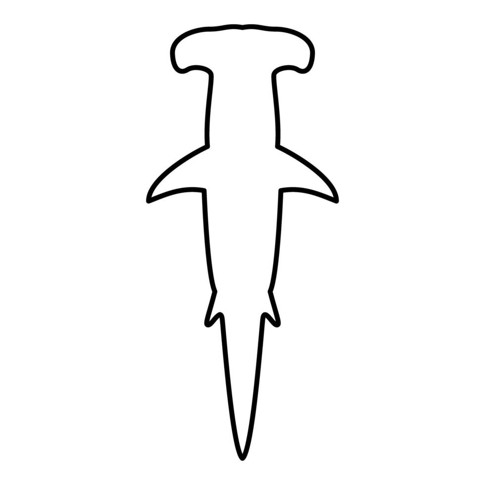 Shark hammer head contour outline line icon black color illustration image thin flat style vector