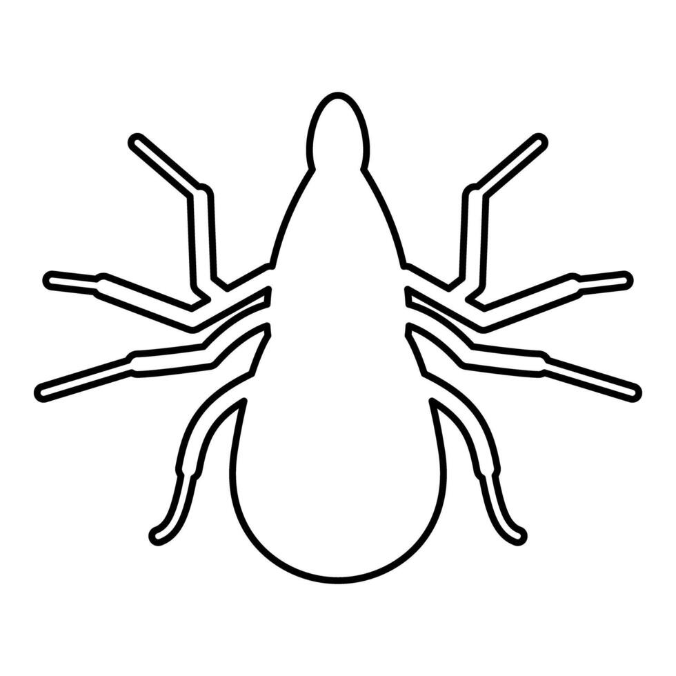 Tick mite contour outline line icon black color illustration image thin flat style vector