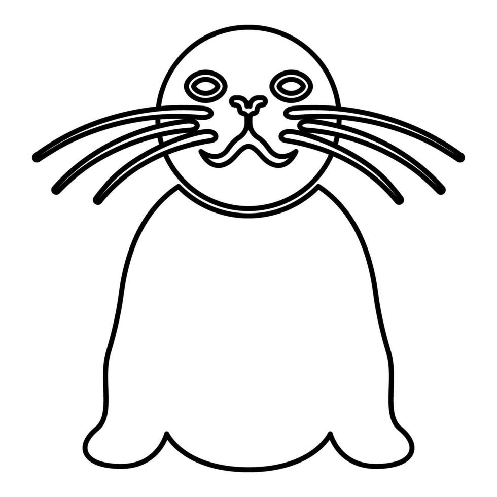 Seal contour outline line icon black color illustration image thin flat style vector