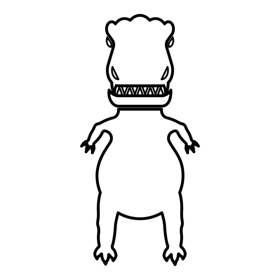 Evil dinosaur contour outline line icon black color illustration image thin flat style vector