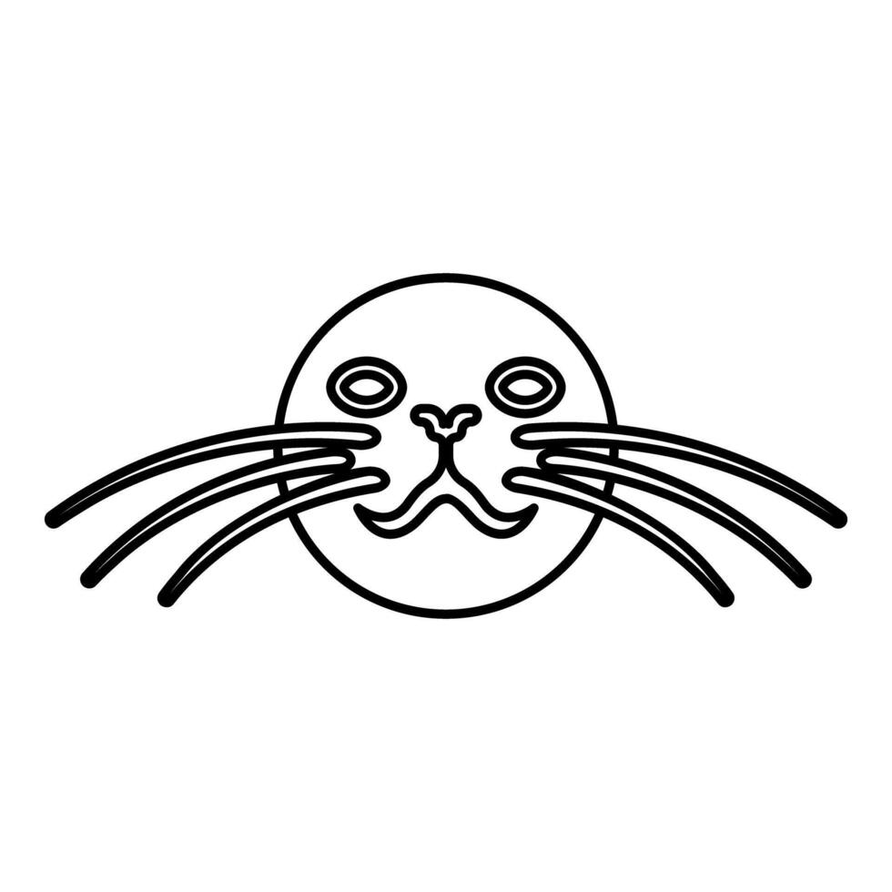 Head of seal contour outline line icon black color illustration image thin flat style vector