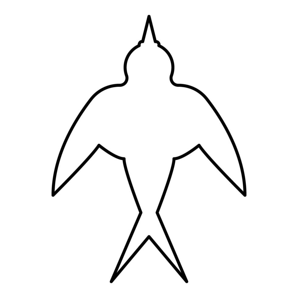Swallow bird silhouette contour outline line icon black color illustration image thin flat style vector