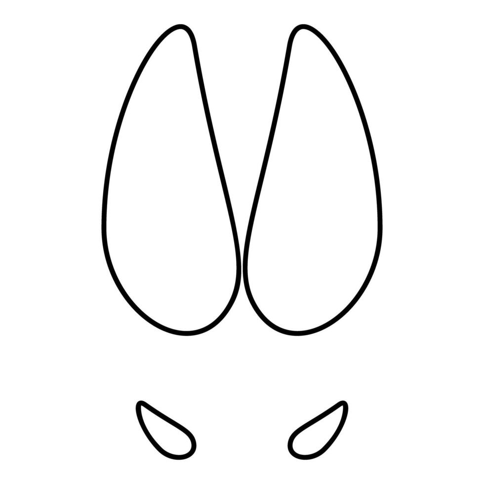 Hoof print wild boar hog contour outline line icon black color illustration image thin flat style vector