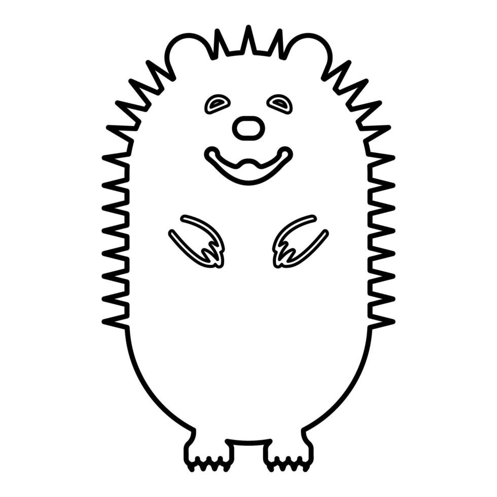 Cute hedgehog contour outline line icon black color illustration image thin flat style vector