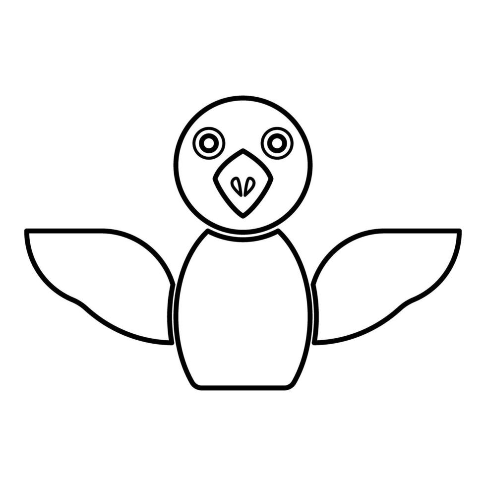 Bird contour outline line icon black color illustration image thin flat style vector
